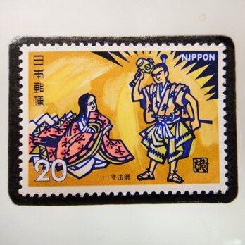日本　童話「一寸法師」切手ブローチ　5219の画像