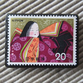日本　童話「かぐや姫」切手ブローチ　5230の画像