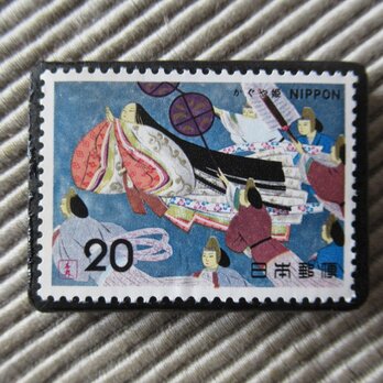 日本　童話「かぐや姫」切手ブローチ　5231の画像