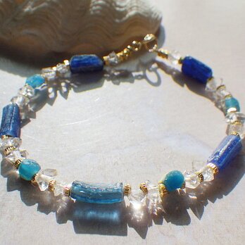 *14kgf*Roman Glass& Herkimer Crystal Sea Braceletの画像