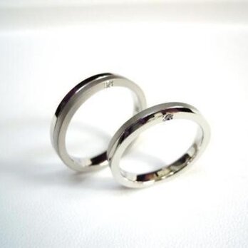ハンドメイド結婚指輪☆光沢＆ツヤ消しの２色ツートーンの画像
