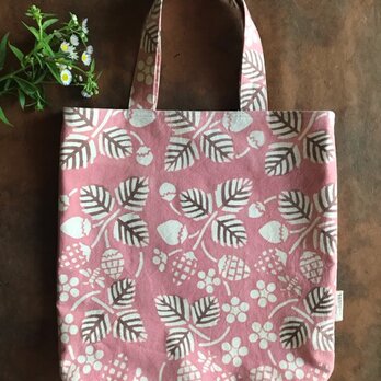 植物染料・柿渋染めお買い物バッグ　イチゴ