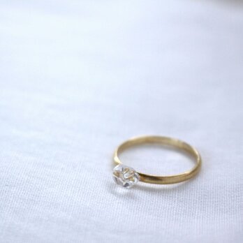 HerkimerDiamond Ring ハーキマーダイヤモンドのシンプルリング　マット仕上げ　Vermeil #13の画像