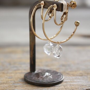 Herkimer Diamond Hooped earrings ハーキマーダイヤモンドのフープイヤリングの画像