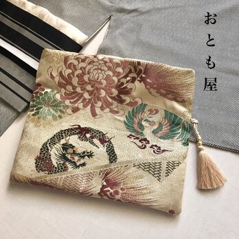 絹帯クラッチバッグ一点物  龍、鳳凰、松竹梅の画像