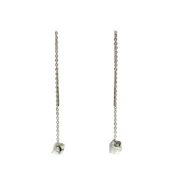 チェーンピアス シルバースクエアS・Threader Earrings - Silver Square (S)の画像