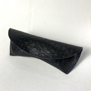 ディンプル型押し革のメガネケース