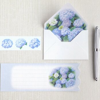 紫陽花のミニ封筒＆メッセージカード（内模様）の画像