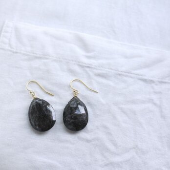 Black Rutilated Quartz earrings ブラックルチルクォーツのピアス/イヤリング　14KGFの画像