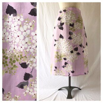 【和柄】白南風の巻きスカート75cm（紫陽花：アルカリ性の紫ピンク）の画像