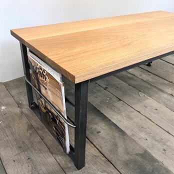 ローテーブル【アイアン家具/Iron Side table】ホワイトオークの画像