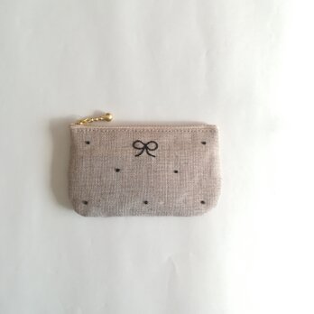 dot coin-purse (linen × black)の画像