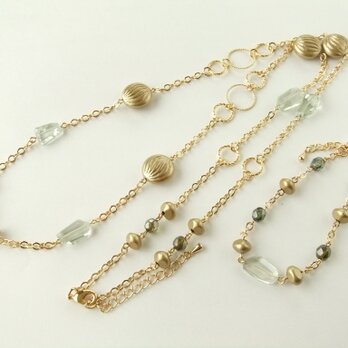 Necklace & Bracelet　　グリーンアメシスト　セット（N1188)の画像