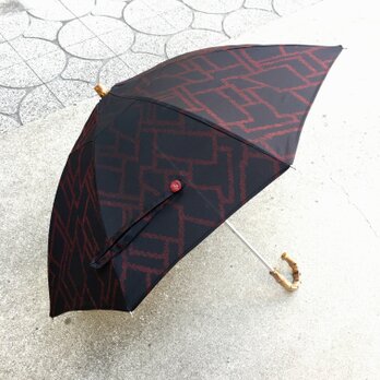 伸縮日傘とケース  正絹本番泥大島紬 着物リメイク 11の画像