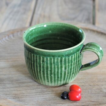 緑釉コーヒーカップ（鎬）の画像