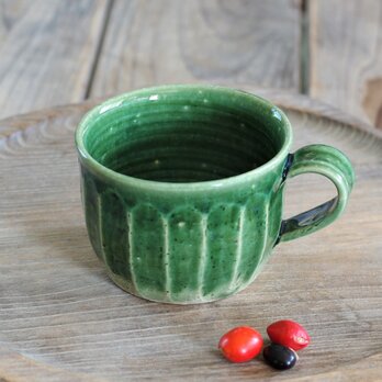 緑釉　コーヒーカップ（面）の画像