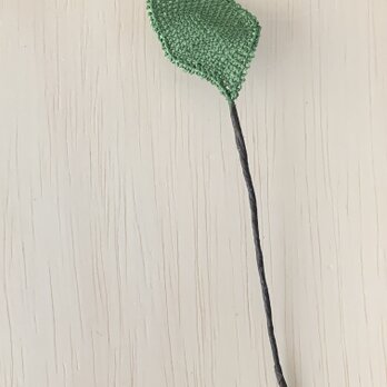 縫い針で編む葉 コサージュ用大きな 一枚葉の画像