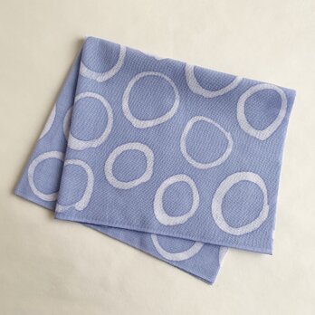 ろうけつ染ふきん（まる・ブルーグレー）