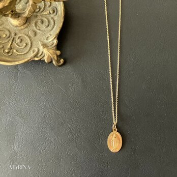 {カーネリアン} フランス奇跡のメダイのネックレス - gold chainの画像