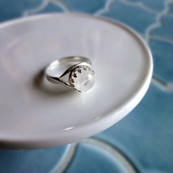 クラウンシリーズ ■ シルバーテッド 指輪 ■ ホワイトラブラドライト（レインボームーンストーン）