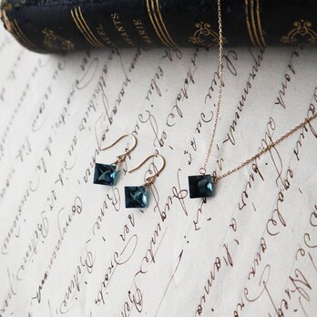 【K10】宝石質ロンドンブルートパーズの一粒ネックレス(プリンセスカット)の画像