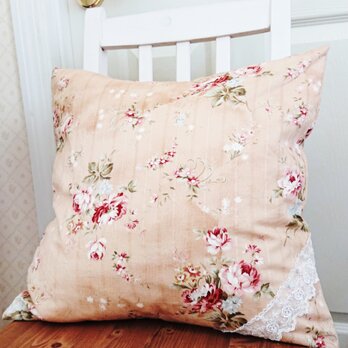 ロマンティック花柄クッションカバー♪(ピンク)45cm×45cmの画像