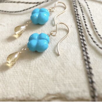 flower turquoise*citrine*pierceの画像