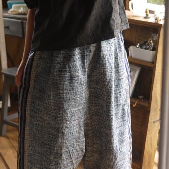 着物紬からサルエル風パンツの画像