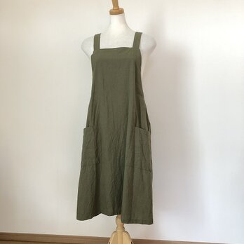 カーキ色のクロスエプロン　M～L