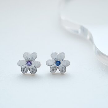 紫陽花 フラワー ピアス シルバー925の画像