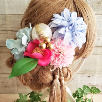 花fuwari ポルテダリアと椿の髪飾り7点Set No536の画像
