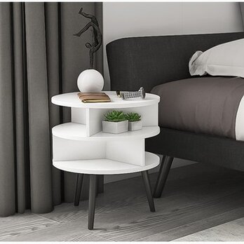 オーダーメイド 職人手作り サイドテーブル ミニテーブル 白家具 無垢材 木工 エコ LR2018の画像