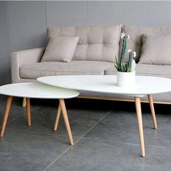 オーダーメイド 職人手作り センターテーブル コーヒーテーブル 白家具 ローテーブル 木工 無垢材 天然木 エコ LR2018の画像