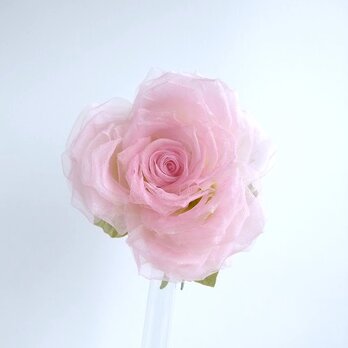 大人可愛いピンクの巻き薔薇 * シルクオーガンジー製 *コサージュの画像