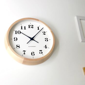 KATOMOKU muku clock 12 H.メープル km-98HM 掛け時計 木製 無垢材の画像