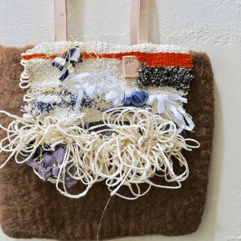 手織りコラージュミニバッグ 【サンドベージュ】の画像