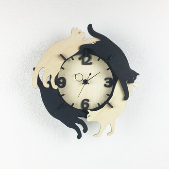 「ねこ」木製掛け時計の画像