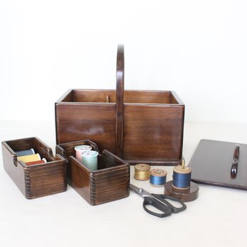 趣味の道具箱がインテリアに『ふた付きソーイングボックス』 No.1926の画像
