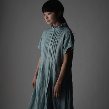 【wafu】pintuck dress リネン ワンピース ハンドワッシャー/スカイミント a090a-skm2