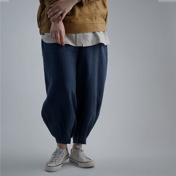 【wafu】Linen Pants 裾タック ボトムス ヨガパンツにも/留紺(とめこん) b013a-tmk1の画像