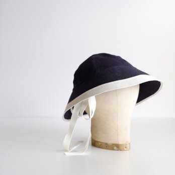 セーラーハット リネン 【 紺にオフ白 】ライン／sailor hat linen ＜受注制作＞の画像