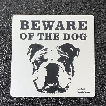 BEWARE OF THE DOG　猛犬注意サインプレート 犬に用心（シルバーアクリルプレート)ガーデンプレートの画像