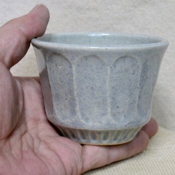 陶器 しのぎミニグラス　青灰釉【190709】の画像