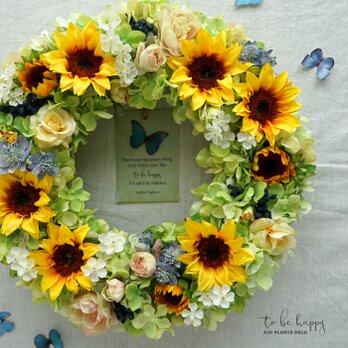 Sunflower Wreath 33cm（造花）の画像