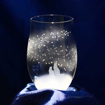 【青い天の川へ】猫モチーフのタンブラーグラス（vol.6） ★名入れ加工対応品（有料）の画像