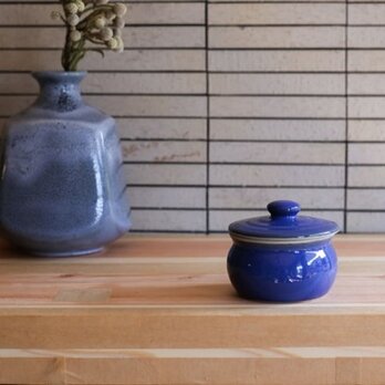 1600年創業 13代目職人 加藤さんのつくる甕（かめ）1合・青（蓋物・漬物入れ・調味料入れ）梅干し約7個ほど入りますの画像