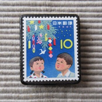日本　七夕切手ブローチ 5328の画像