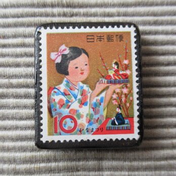 日本　ひな祭り切手ブローチ 5331の画像