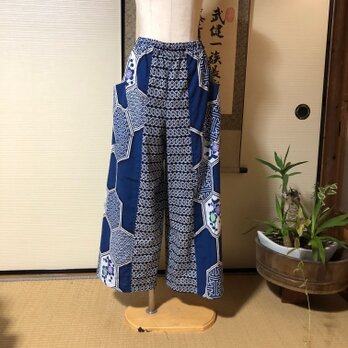 着物リメイク：アンティーク浴衣のワイドパンツ