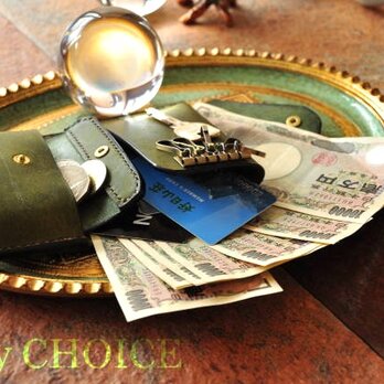 イタリアンレザー・革新のプエブロ・コンパクトキー財布（オリーバ）の画像